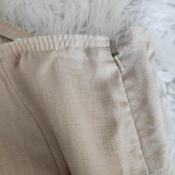 Bechamel Women's 12 Large 100% Linen Maxi Skirt Pull on‎ Beige Elastic Side Zip - Picture 3 of 11